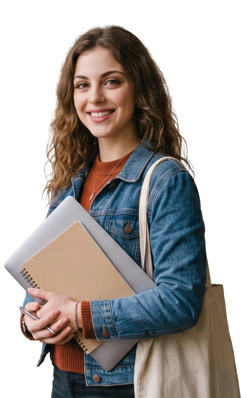 Studentessa che consegue una certificazione informatica e linguistica
